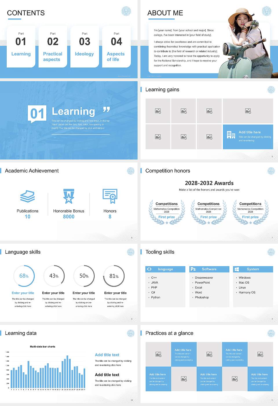Long Island University National Scholarship Defense PPT Template16:9 ratio PPT effect preview image2