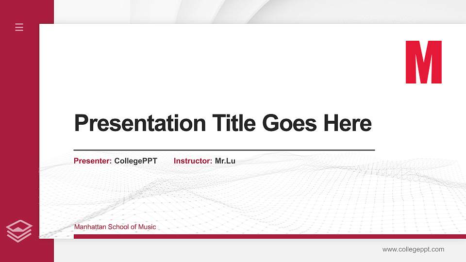 Manhattan School of Music Thesis Proposal/Graduation Defense PPT Template16:9 ratio PPT effect preview image