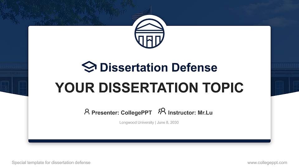 Longwood University Graduation Thesis Defense PPT Template16:9 ratio PPT effect preview image