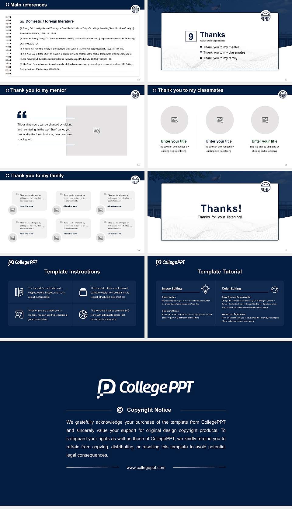 Longwood University Graduation Thesis Defense PPT Template16:9 ratio PPT effect preview image7
