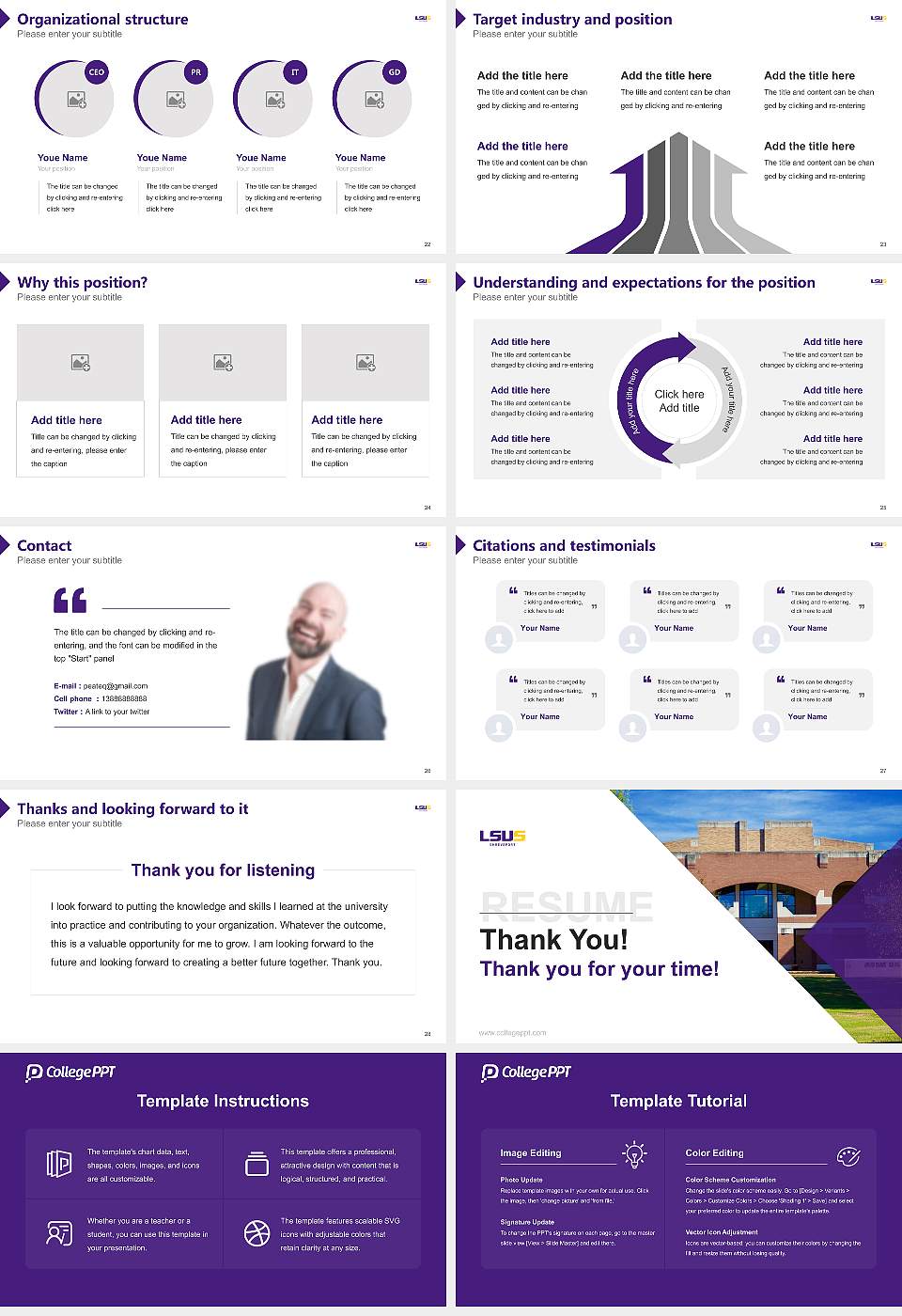Louisiana State University-Shreveport Resume PPT Template16:9 ratio PPT effect preview image4