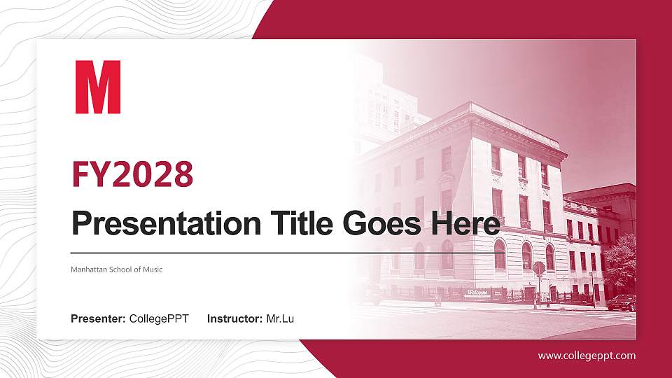 Manhattan School of Music Academic Presentation/Research Findings Report PPT Template16:9 ratio PPT effect preview image