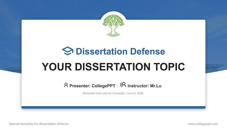 Maharishi International University Graduation Thesis Defense PPT Template16:9 ratio PPT effect preview image