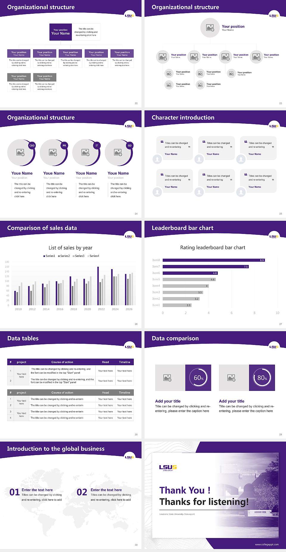 Louisiana State University-Shreveport Academic Presentation/Research Findings Report PPT Template4:3 ratio PPT effect preview image4