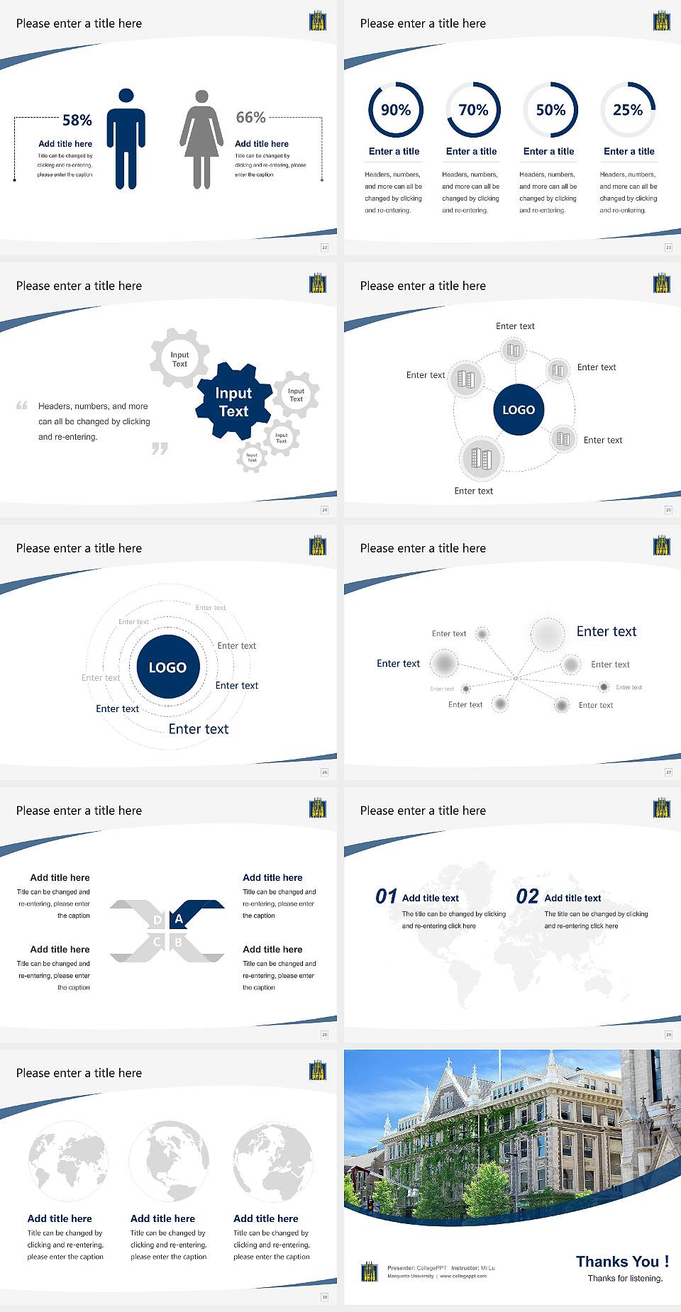 Marquette University Course/Courseware Creation PPT Template4:3 ratio PPT effect preview image4