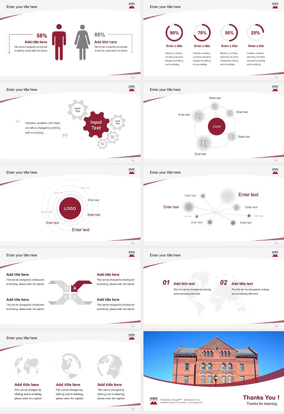 Mansfield University of Pennsylvania Course/Courseware Creation PPT Template16:9 ratio PPT effect preview image4