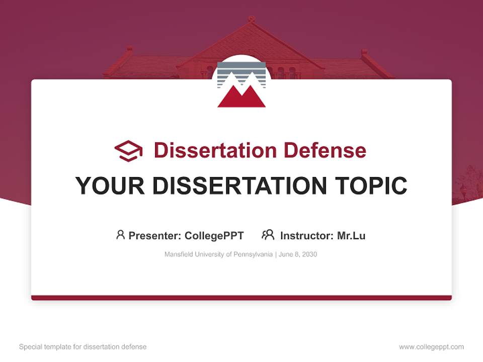 Mansfield University of Pennsylvania Graduation Thesis Defense PPT Template4:3 ratio PPT effect preview image7
