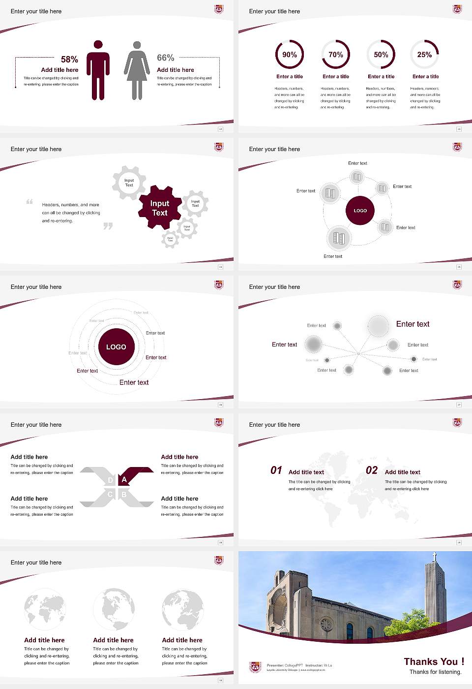 Loyola University Chicago Course/Courseware Creation PPT Template16:9 ratio PPT effect preview image4