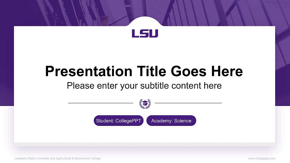Louisiana State University and Agricultural & Mechanical College National Scholarship Defense PPT Template16:9 ratio PPT effect preview image