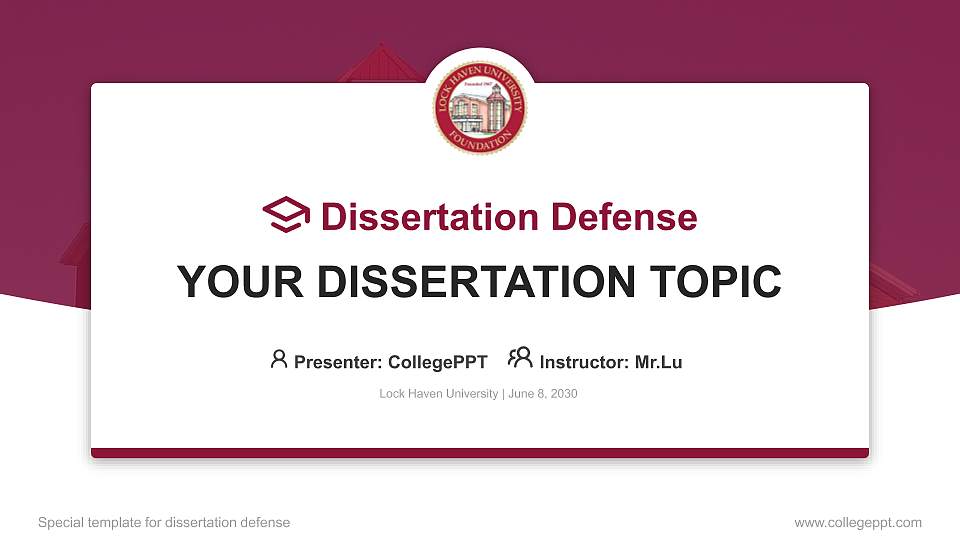 Lock Haven University Graduation Thesis Defense PPT Template16:9 ratio PPT effect preview image