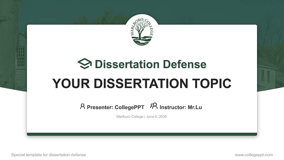 Marlboro College Graduation Thesis Defense PPT Template16:9 ratio PPT effect preview image