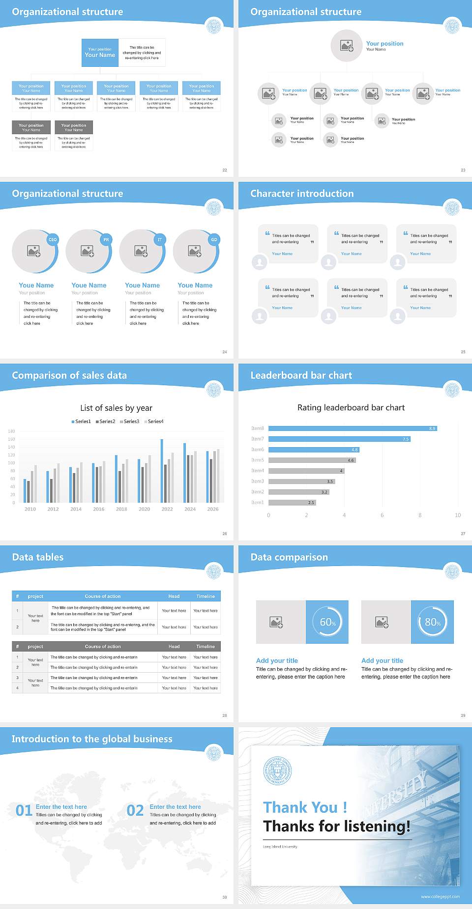 Long Island University Academic Presentation/Research Findings Report PPT Template4:3 ratio PPT effect preview image4