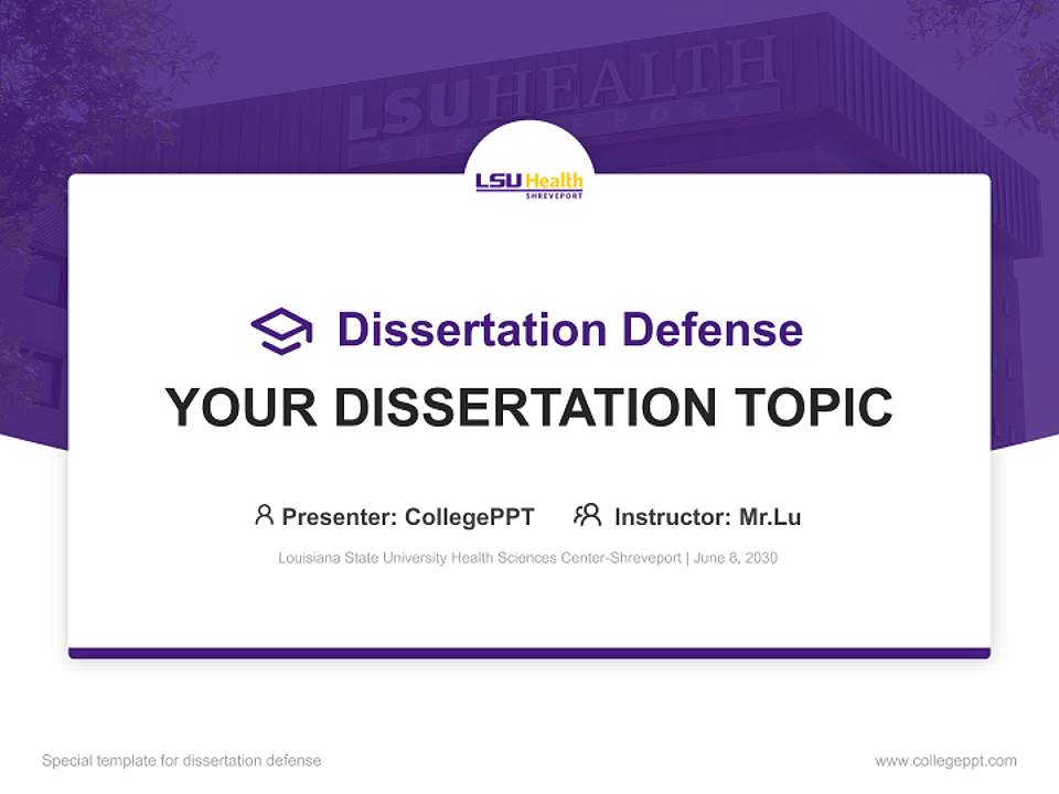 Louisiana State University Health Sciences Center-Shreveport Graduation Thesis Defense PPT Template4:3 ratio PPT effect preview image7