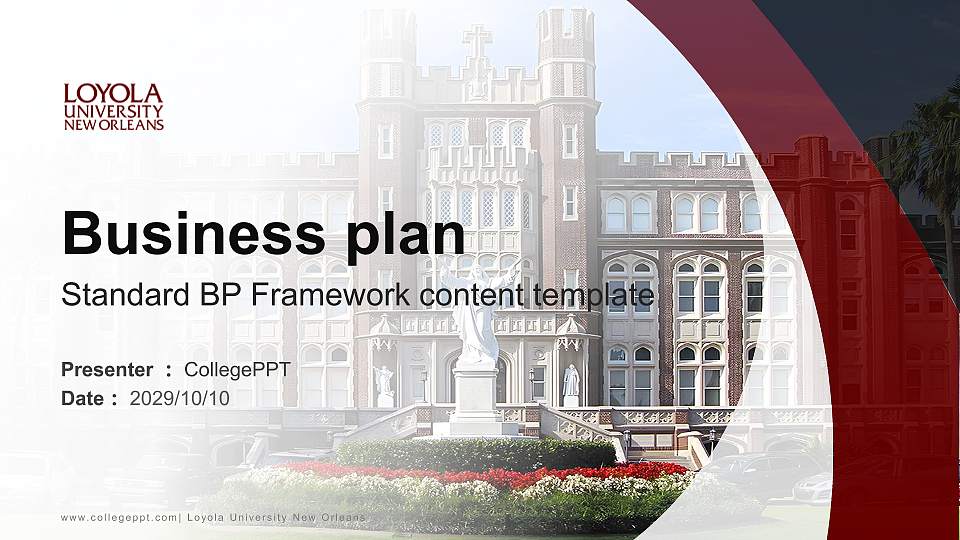 Loyola University New Orleans Competition/Entrepreneurship Contest PPT Template16:9 ratio PPT effect preview image