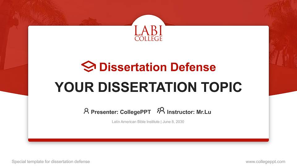 Latin American Bible Institute Graduation Thesis Defense PPT Template16:9 ratio PPT effect preview image
