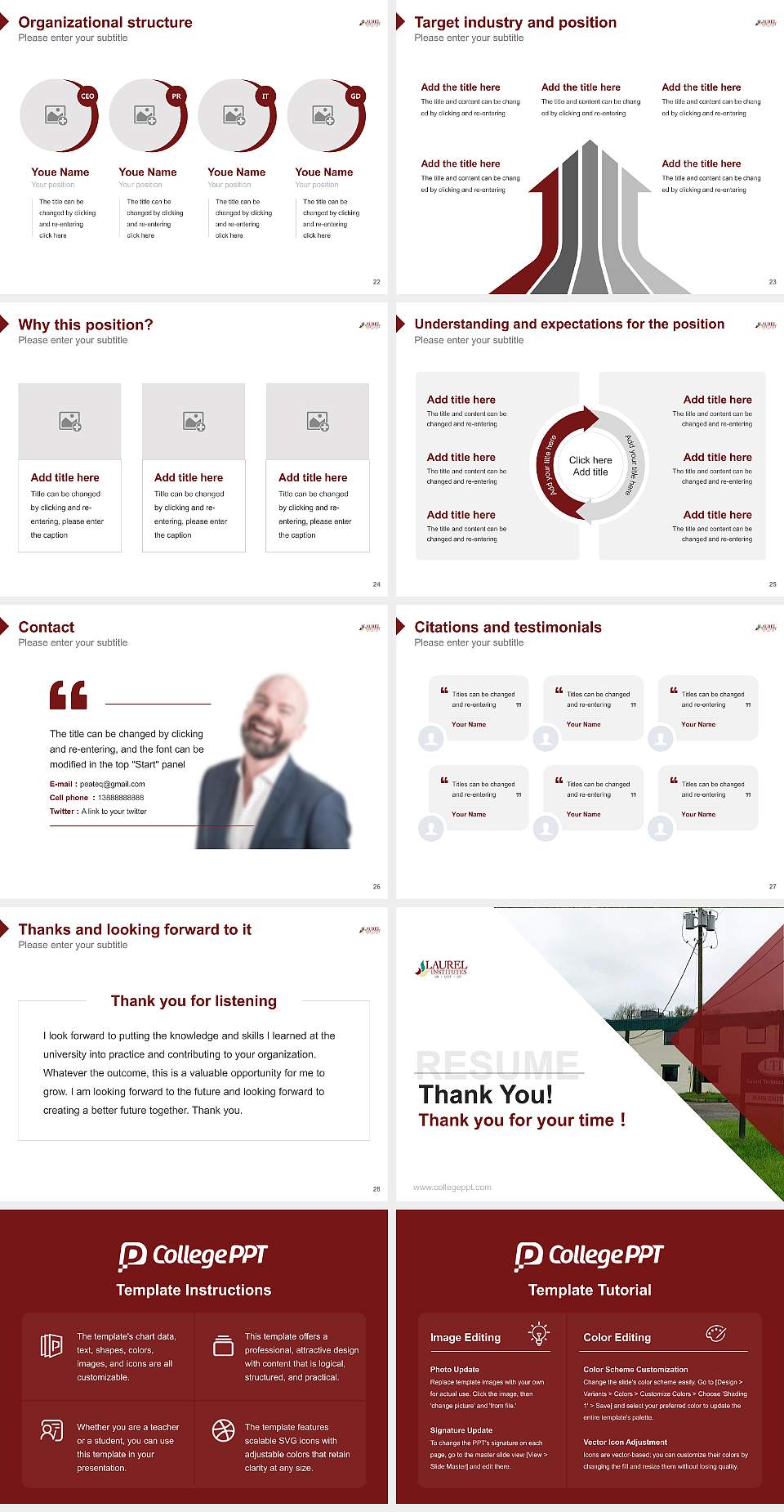 Laurel Technical Institute Resume PPT Template4:3 ratio PPT effect preview image4
