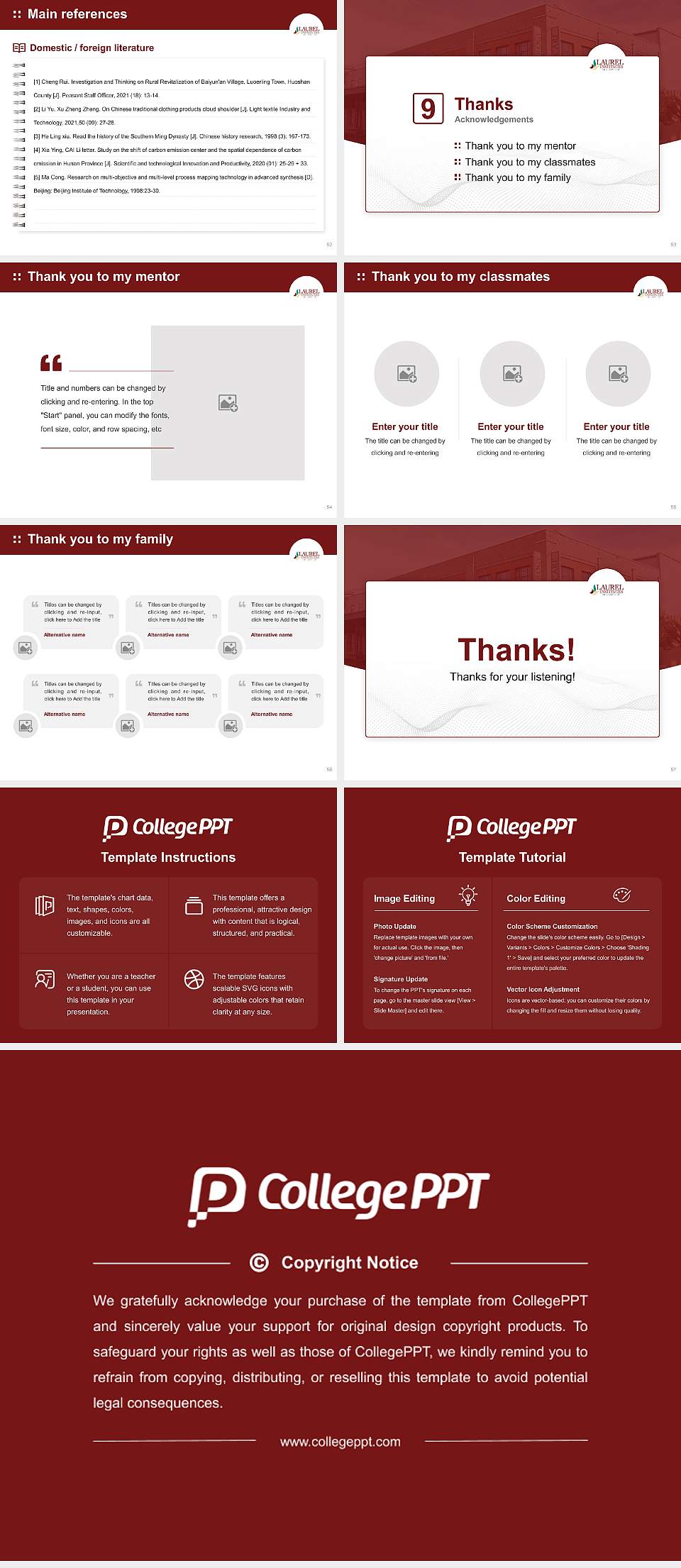 Laurel Business Institute Graduation Thesis Defense PPT Template4:3 ratio PPT effect preview image7
