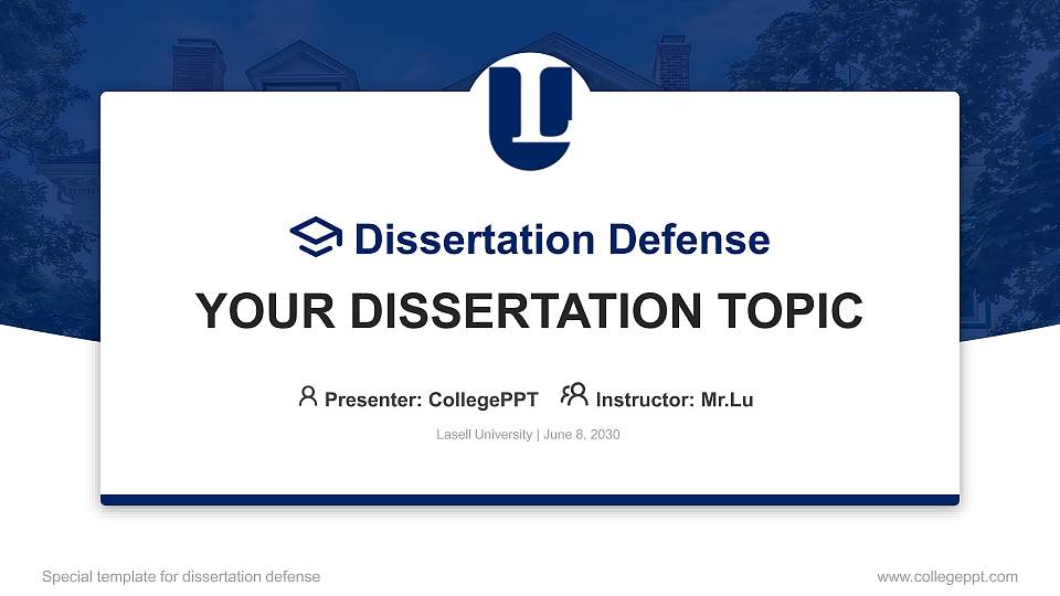 Lasell University Graduation Thesis Defense PPT Template16:9 ratio PPT effect preview image