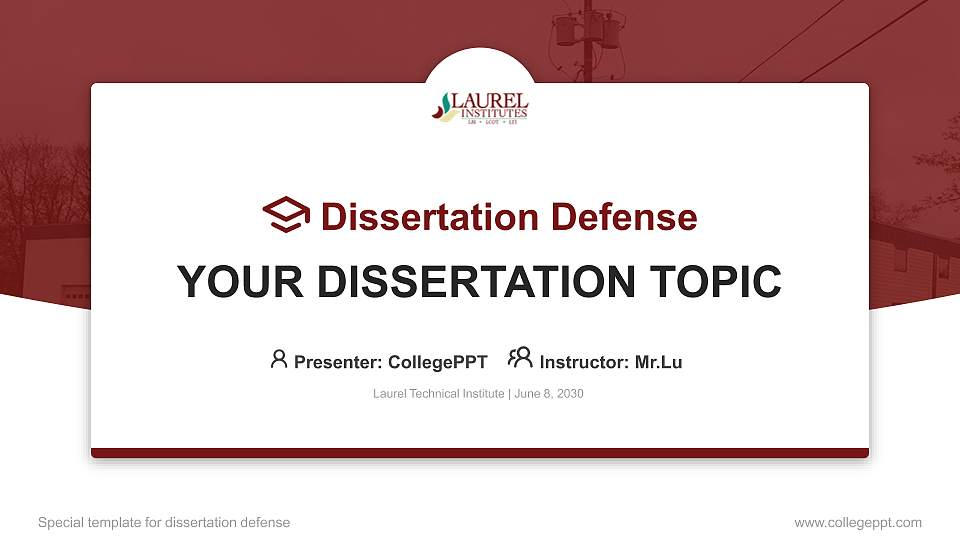 Laurel Technical Institute Graduation Thesis Defense PPT Template16:9 ratio PPT effect preview image