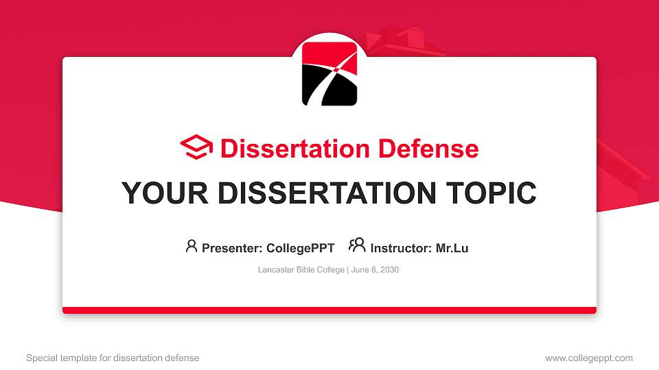 Lancaster Bible College Graduation Thesis Defense PPT Template16:9 ratio PPT effect preview image