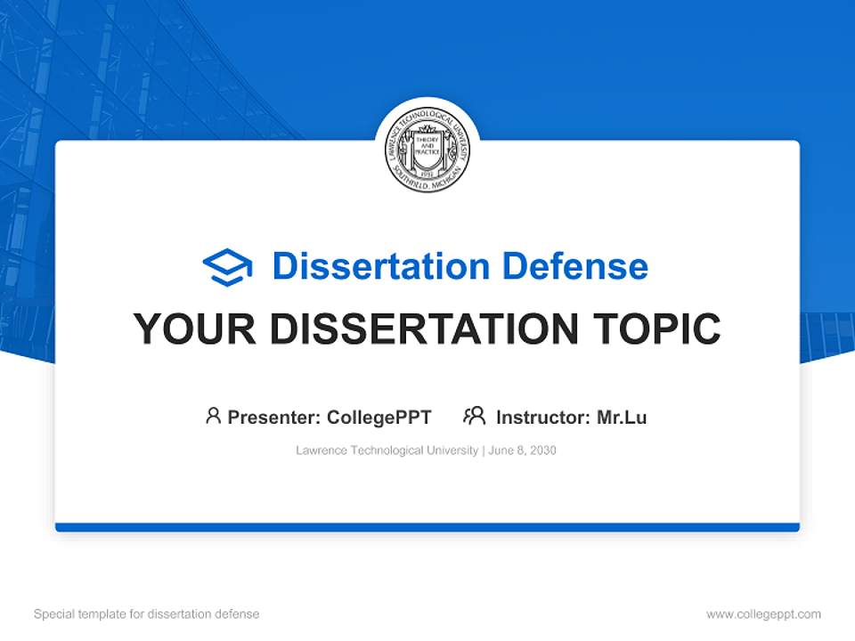Lawrence Technological University Graduation Thesis Defense PPT Template4:3 ratio PPT effect preview image7