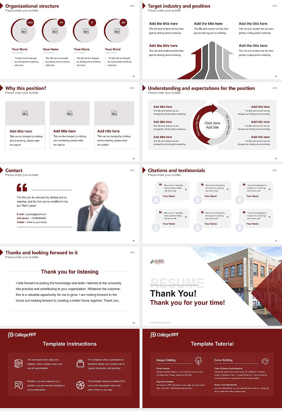 Laurel Business Institute Resume PPT Template16:9 ratio PPT effect preview image4
