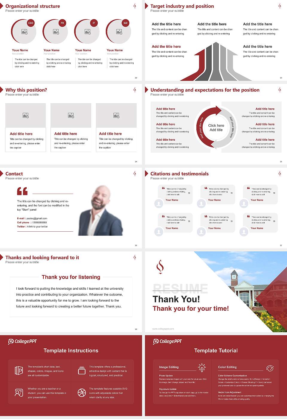 Lee University Resume PPT Template16:9 ratio PPT effect preview image4