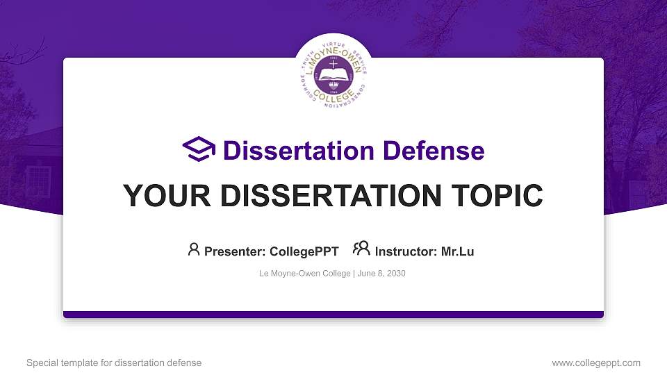 Le Moyne-Owen College Graduation Thesis Defense PPT Template16:9 ratio PPT effect preview image
