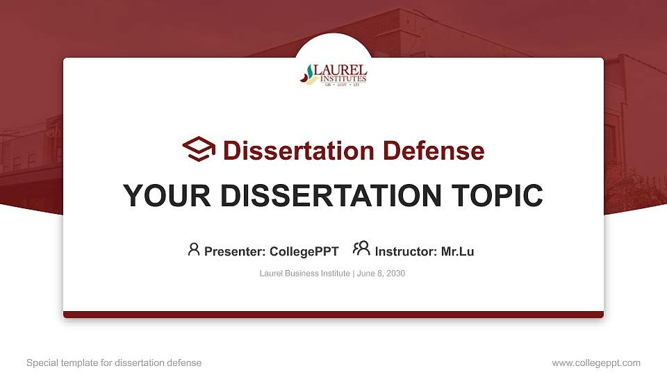 Laurel Business Institute Graduation Thesis Defense PPT Template16:9 ratio PPT effect preview image