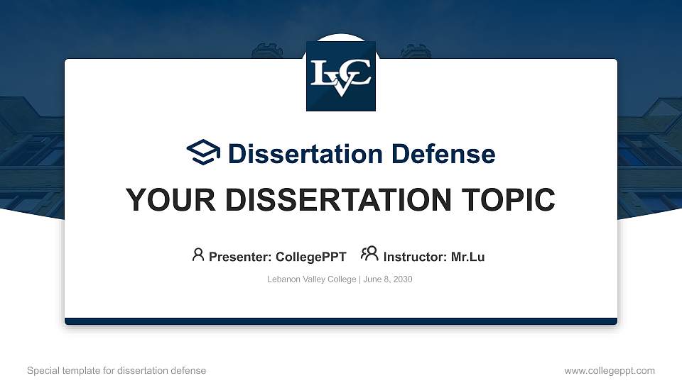Lebanon Valley College Graduation Thesis Defense PPT Template16:9 ratio PPT effect preview image1
