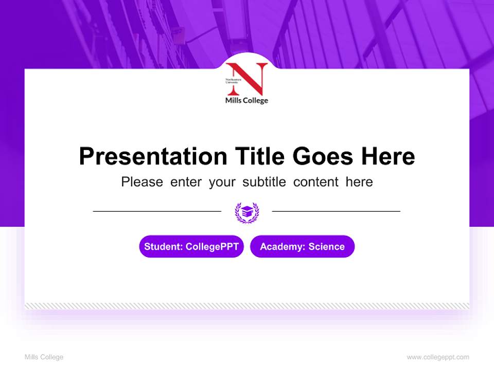 Mills College National Scholarship Defense PPT Template4:3 ratio PPT effect preview image4