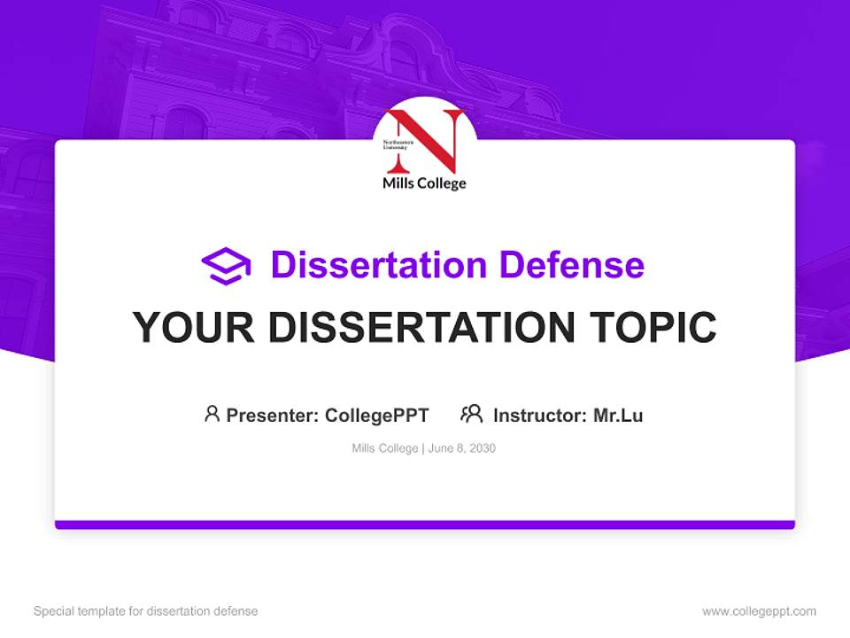 Mills College Graduation Thesis Defense PPT Template4:3 ratio PPT effect preview image7