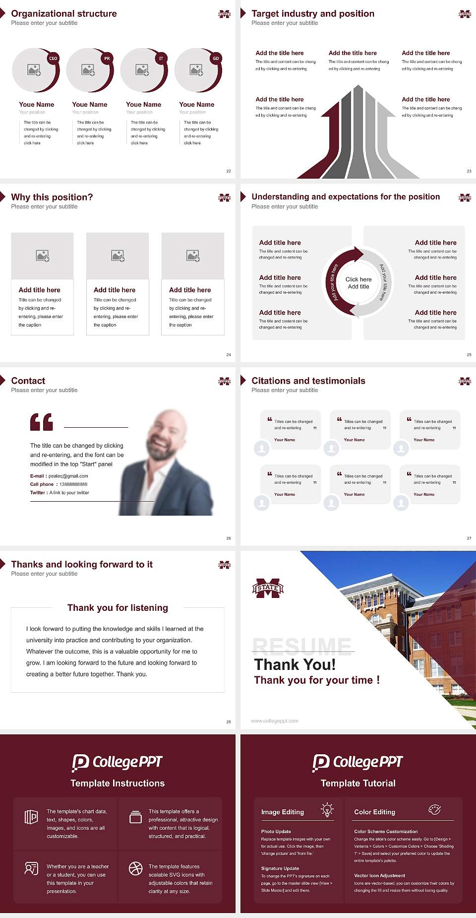 Mississippi State University Resume PPT Template4:3 ratio PPT effect preview image4
