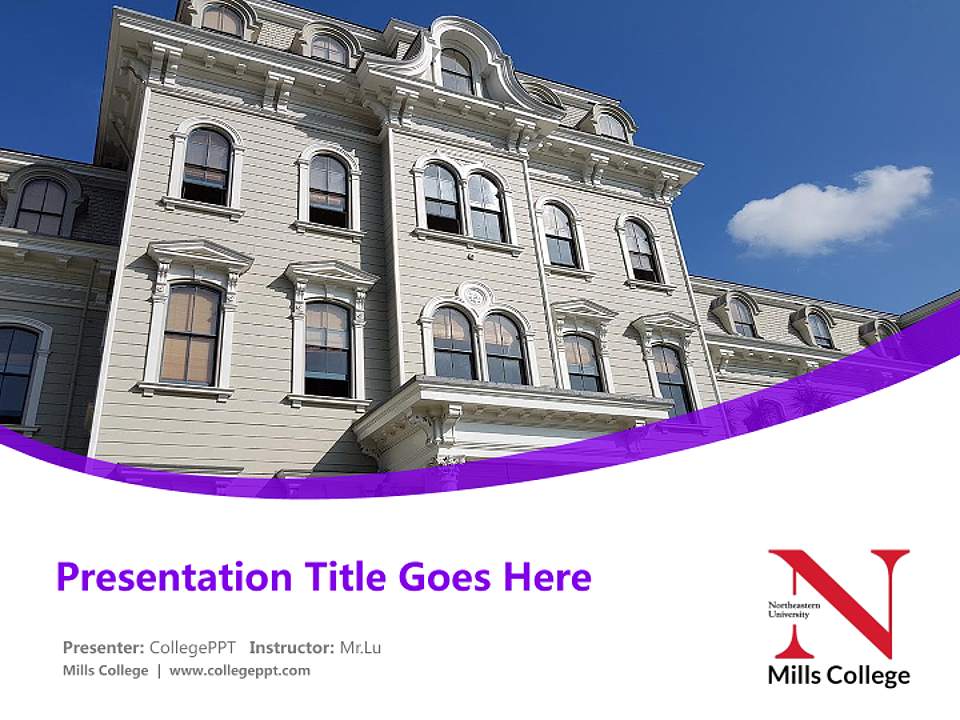 Mills College Course/Courseware Creation PPT Template4:3 ratio PPT effect preview image5