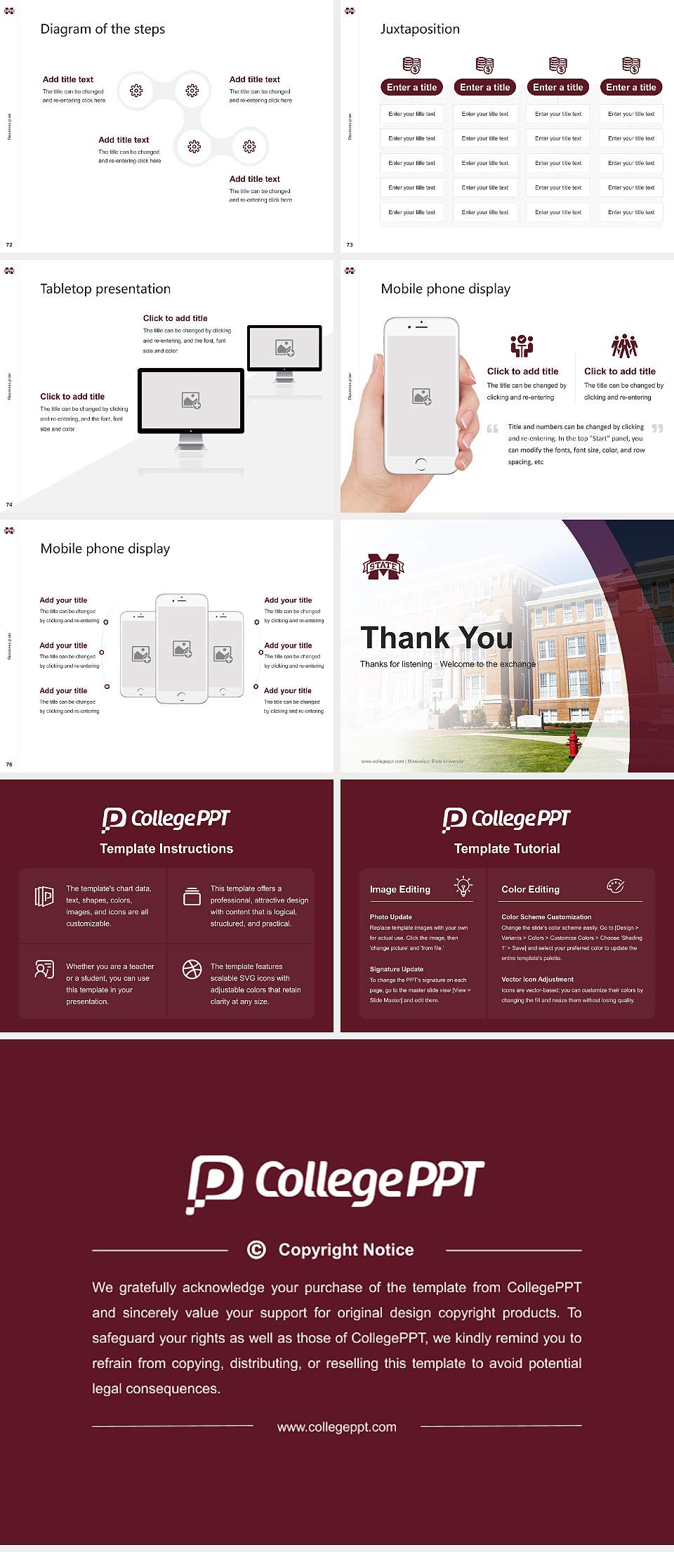 Mississippi State University Competition/Entrepreneurship Contest PPT Template4:3 ratio PPT effect preview image9