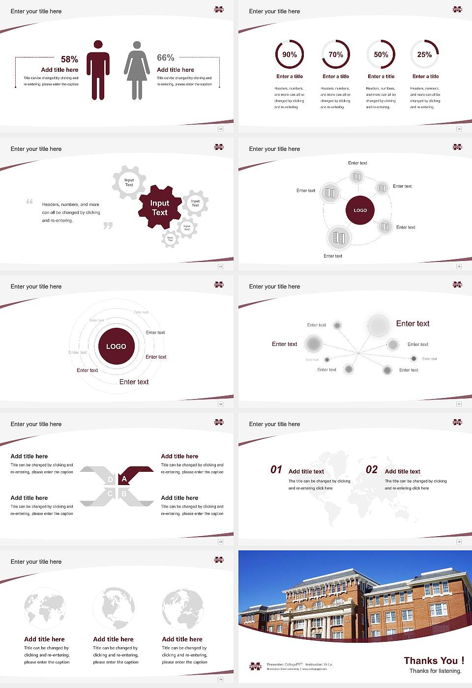 Mississippi State University Course/Courseware Creation PPT Template16:9 ratio PPT effect preview image4