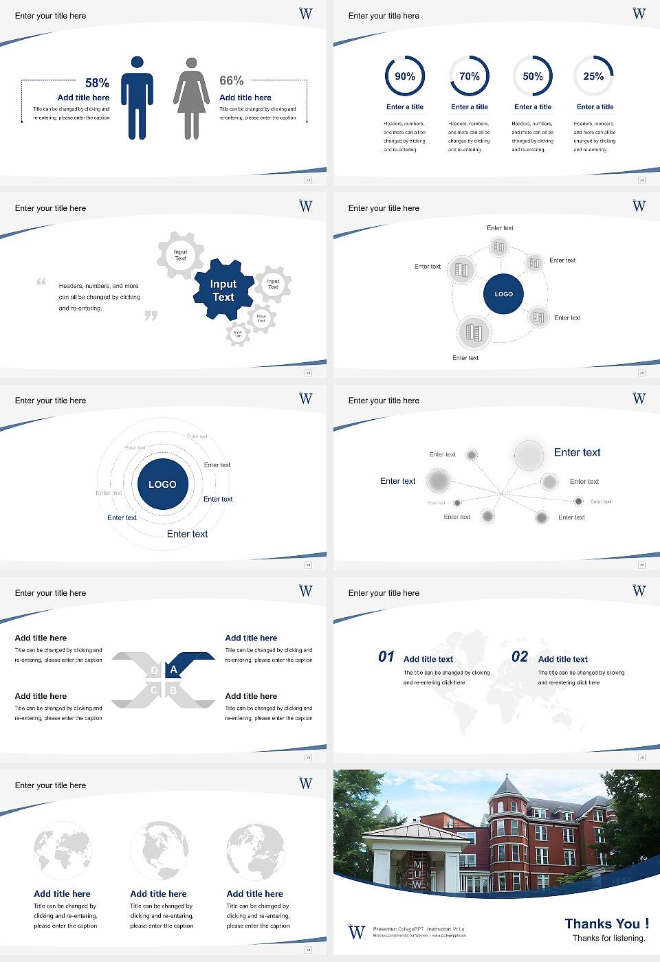 Mississippi University for Women Course/Courseware Creation PPT Template16:9 ratio PPT effect preview image4
