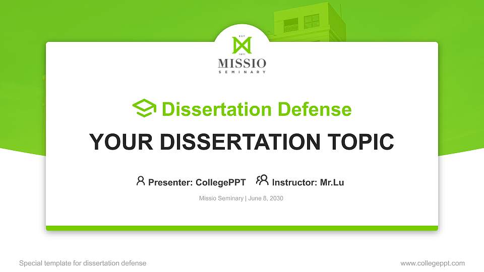 Missio Seminary Graduation Thesis Defense PPT Template16:9 ratio PPT effect preview image