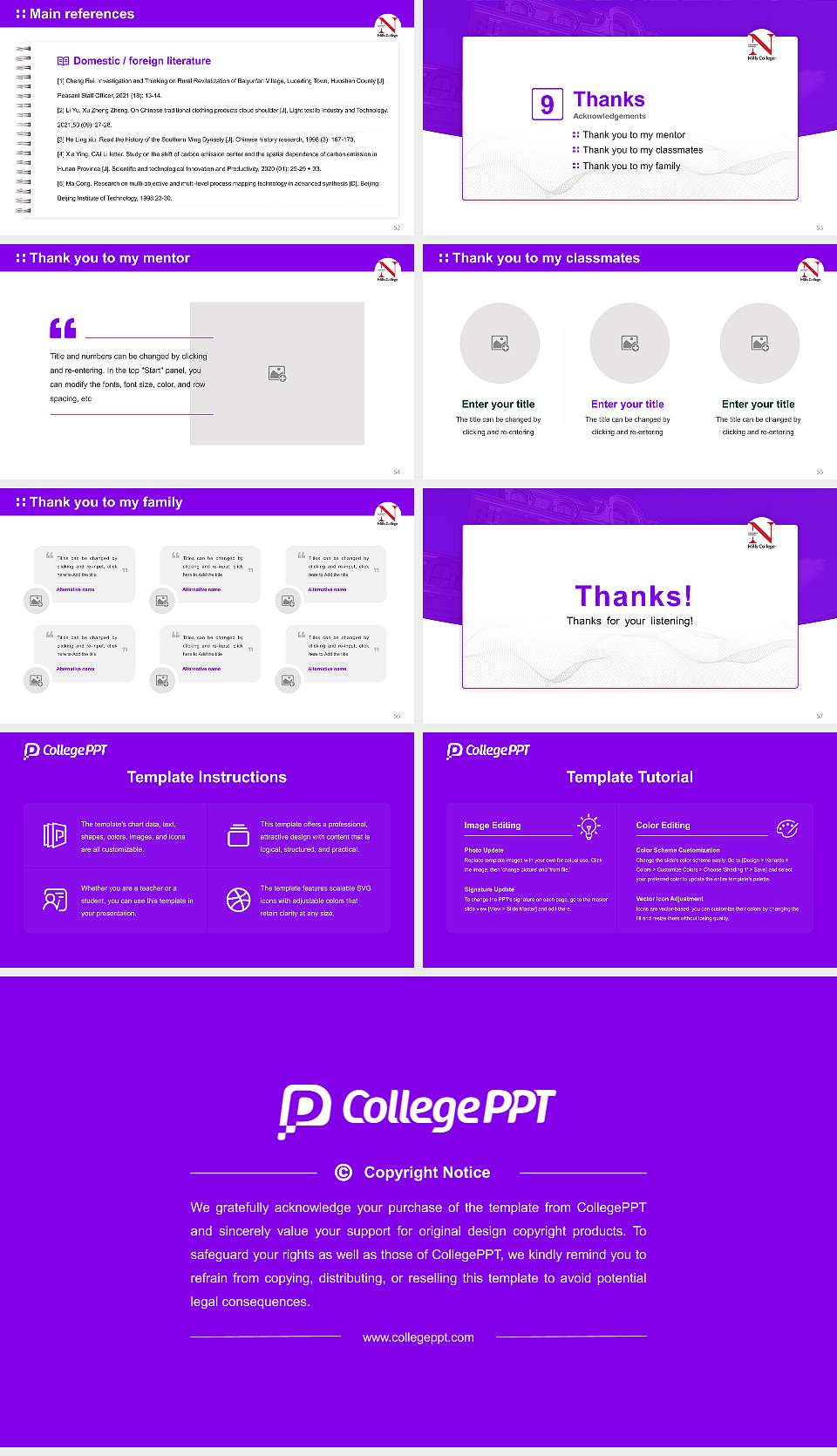 Mills College Graduation Thesis Defense PPT Template16:9 ratio PPT effect preview image7