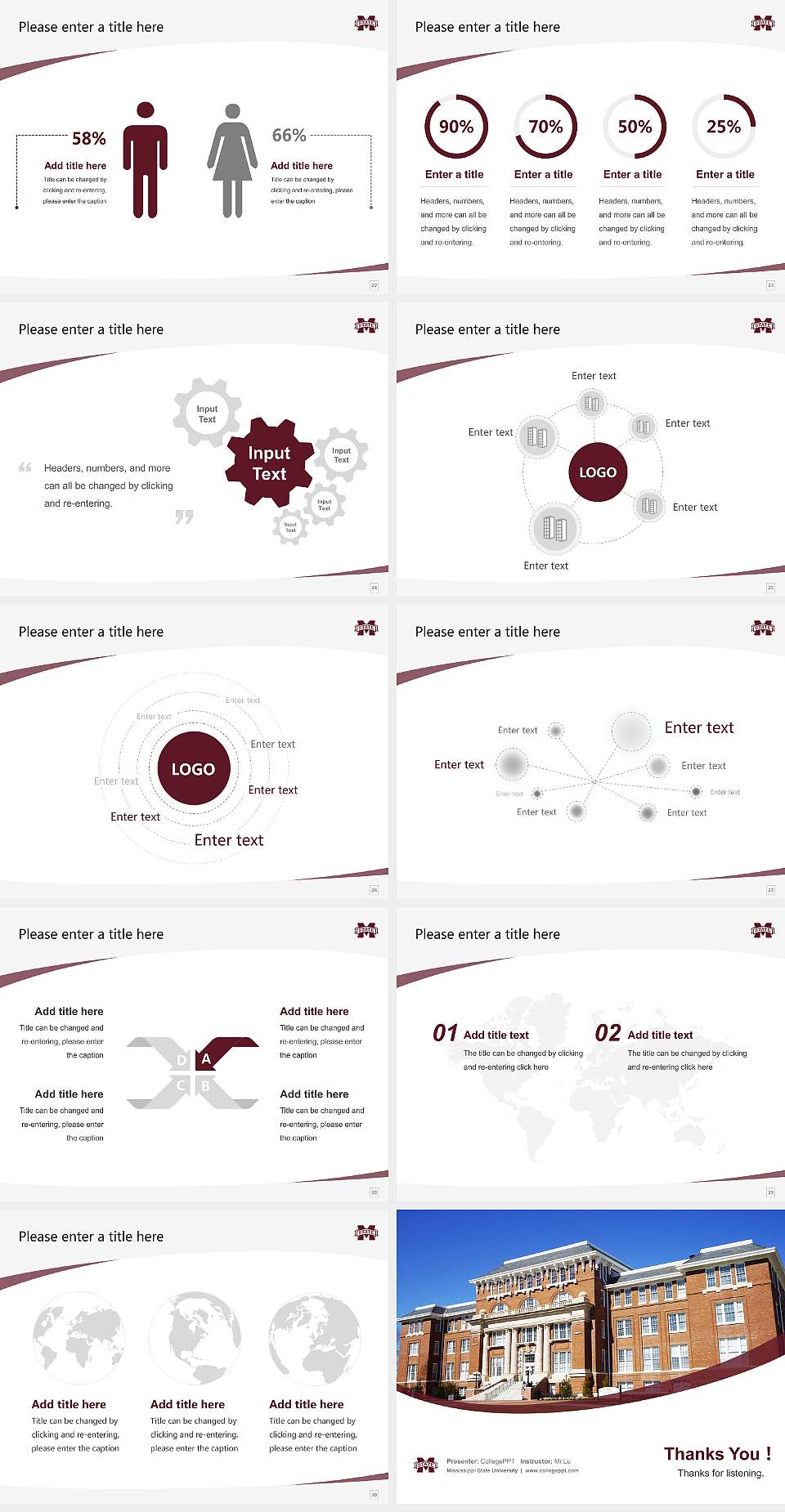 Mississippi State University Course/Courseware Creation PPT Template4:3 ratio PPT effect preview image4