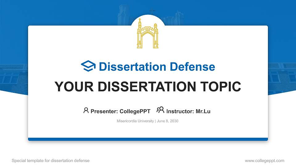 Misericordia University Graduation Thesis Defense PPT Template16:9 ratio PPT effect preview image