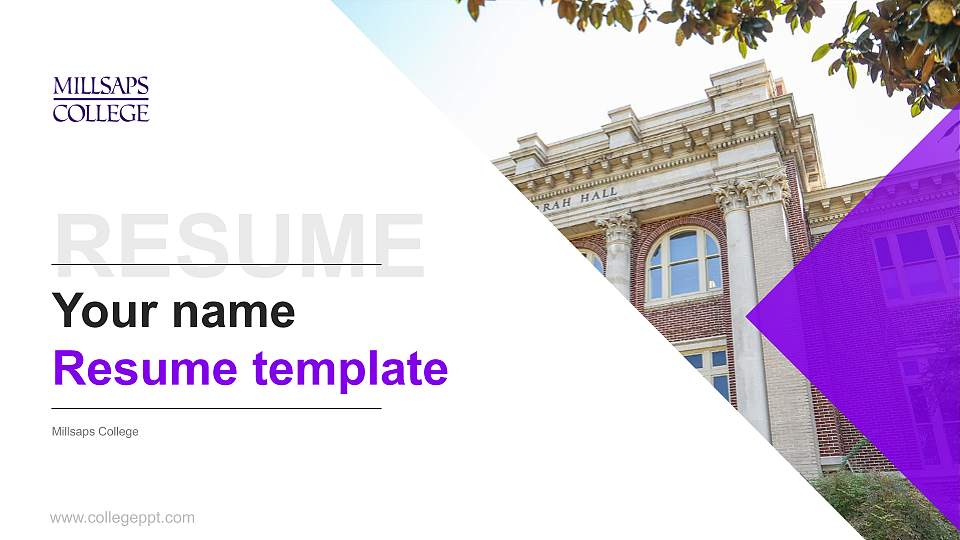 Millsaps College Resume PPT Template16:9 ratio PPT effect preview image