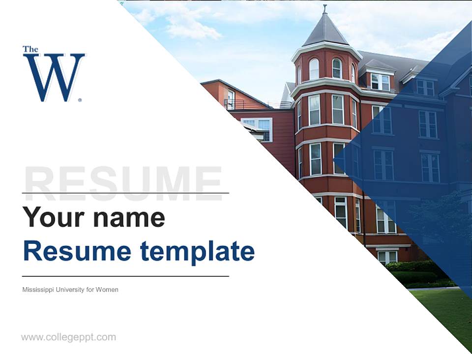 Mississippi University for Women Resume PPT Template4:3 ratio PPT effect preview image5