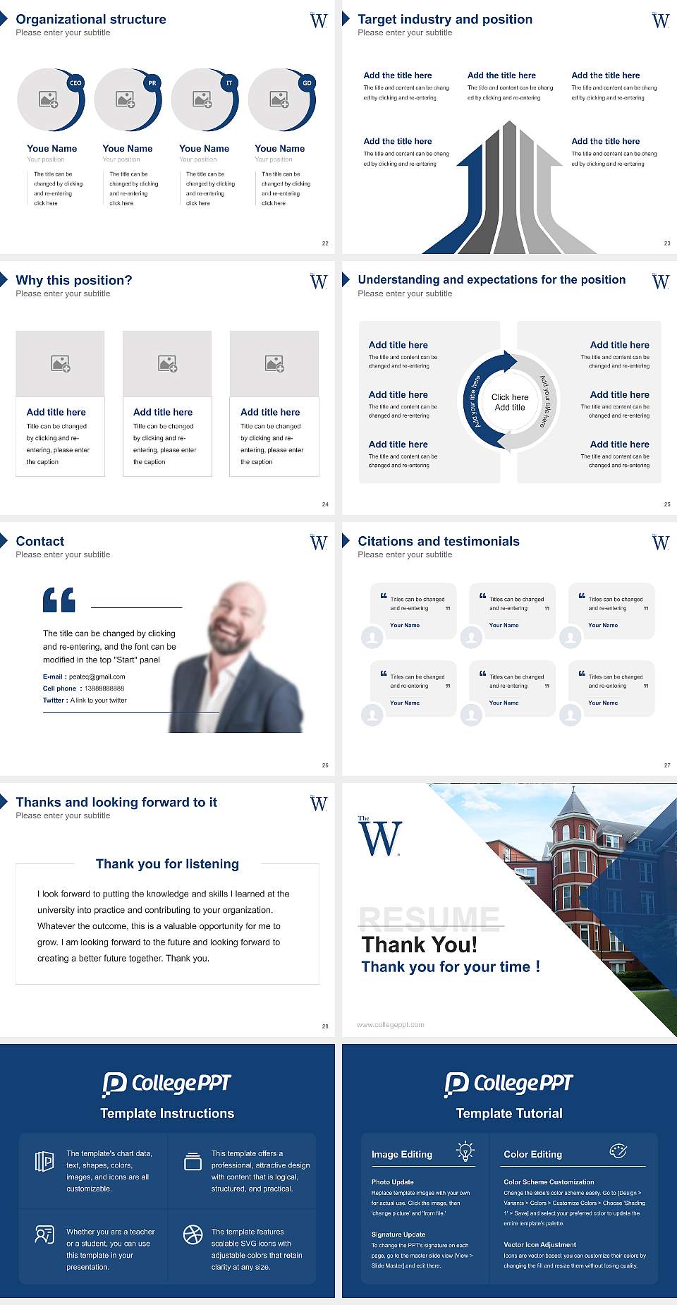 Mississippi University for Women Resume PPT Template4:3 ratio PPT effect preview image4