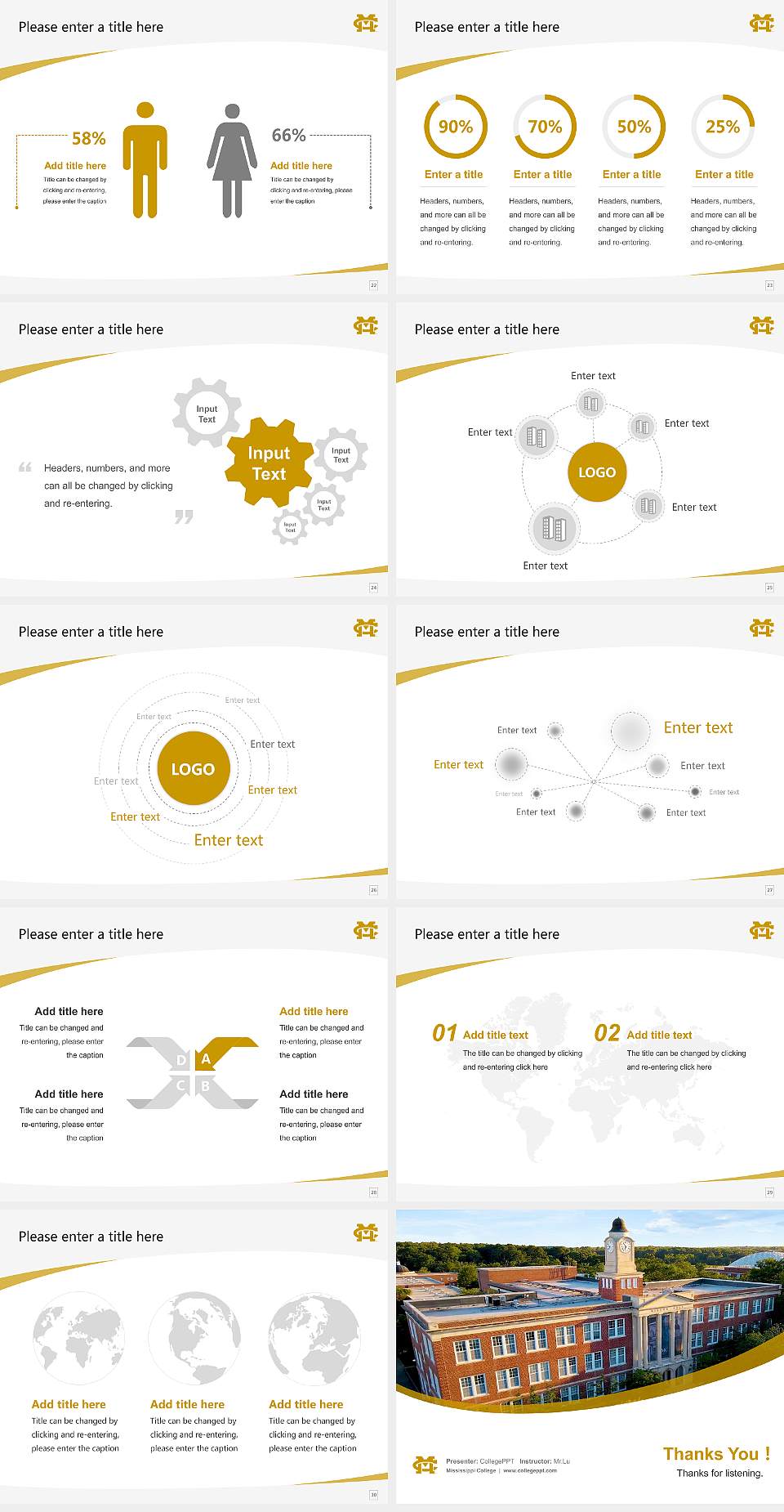 Mississippi College Course/Courseware Creation PPT Template4:3 ratio PPT effect preview image4