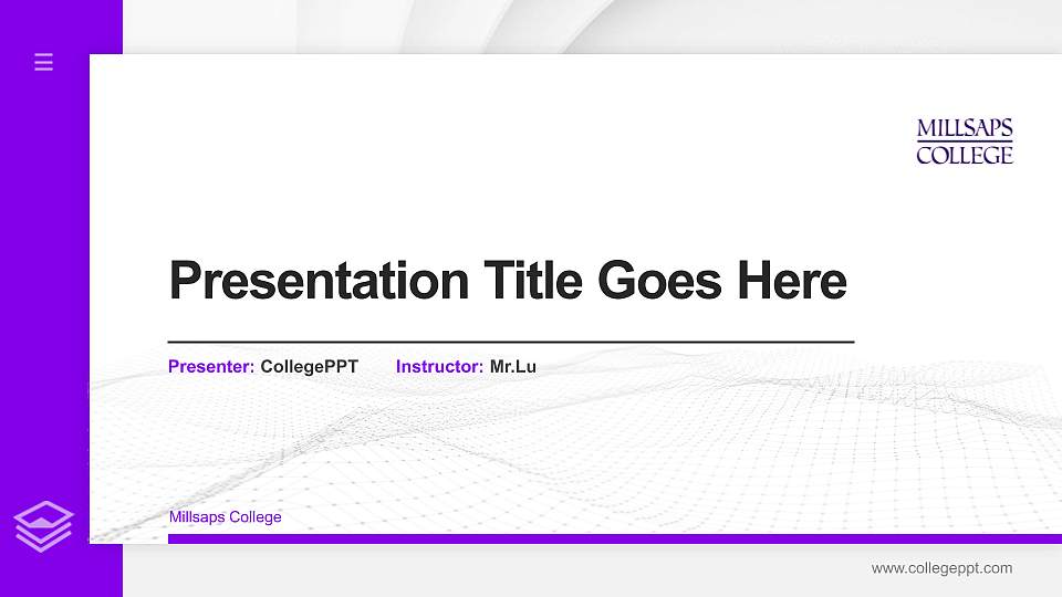 Millsaps College Thesis Proposal/Graduation Defense PPT Template16:9 ratio PPT effect preview image