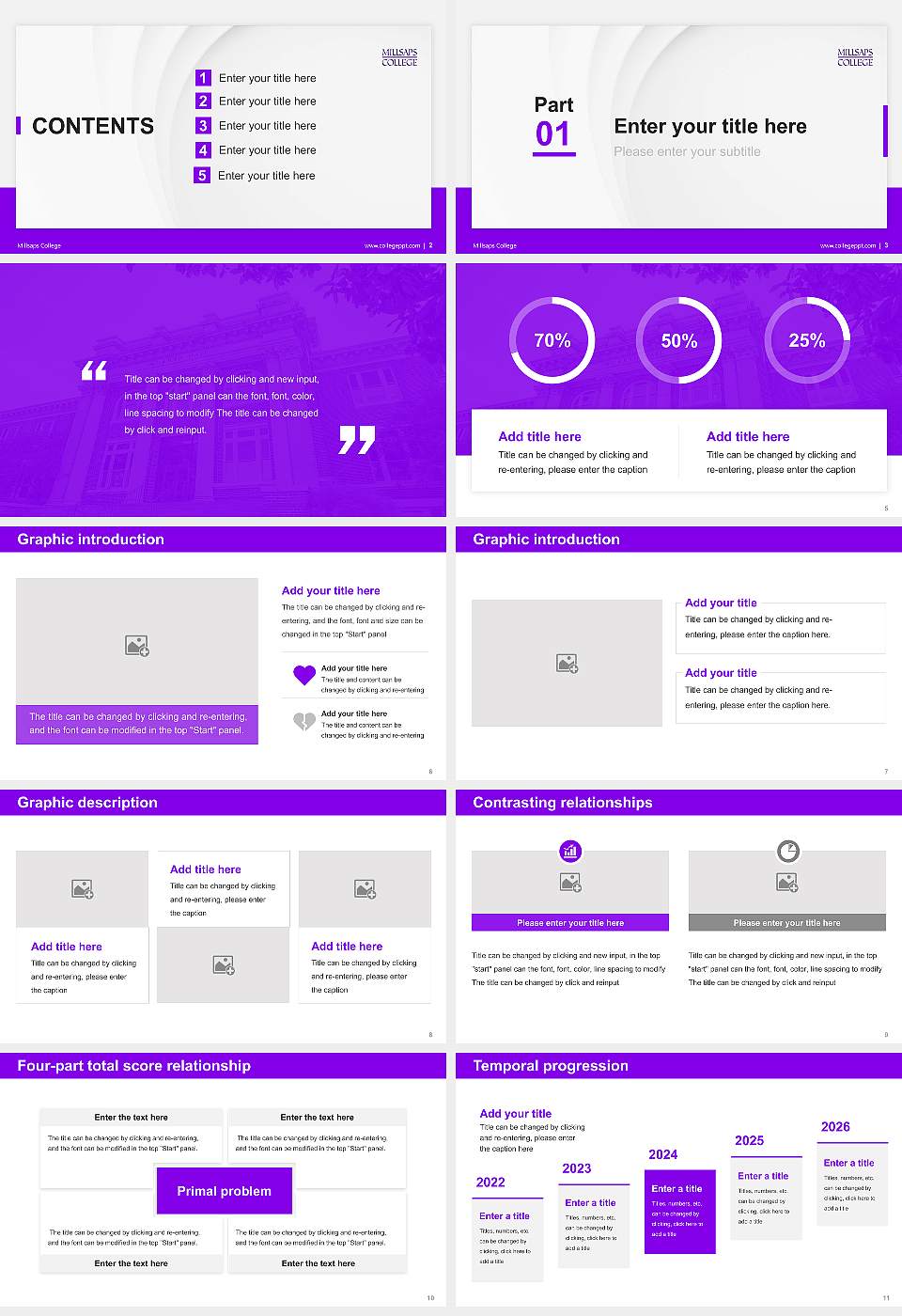 Millsaps College Thesis Proposal/Graduation Defense PPT Template16:9 ratio PPT effect preview image2