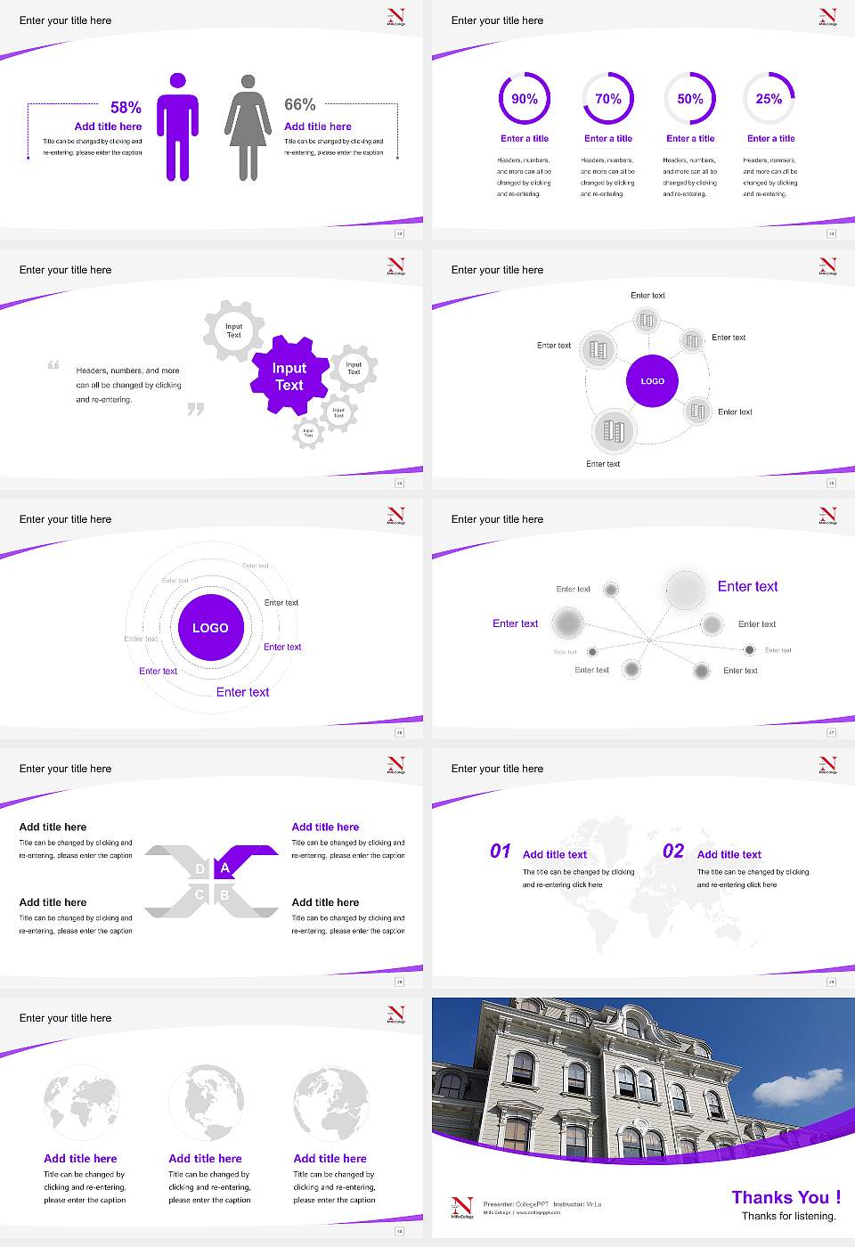 Mills College Course/Courseware Creation PPT Template16:9 ratio PPT effect preview image4