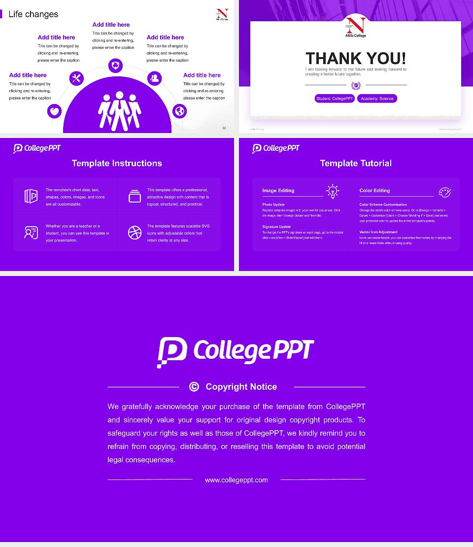 Mills College National Scholarship Defense PPT Template16:9 ratio PPT effect preview image4