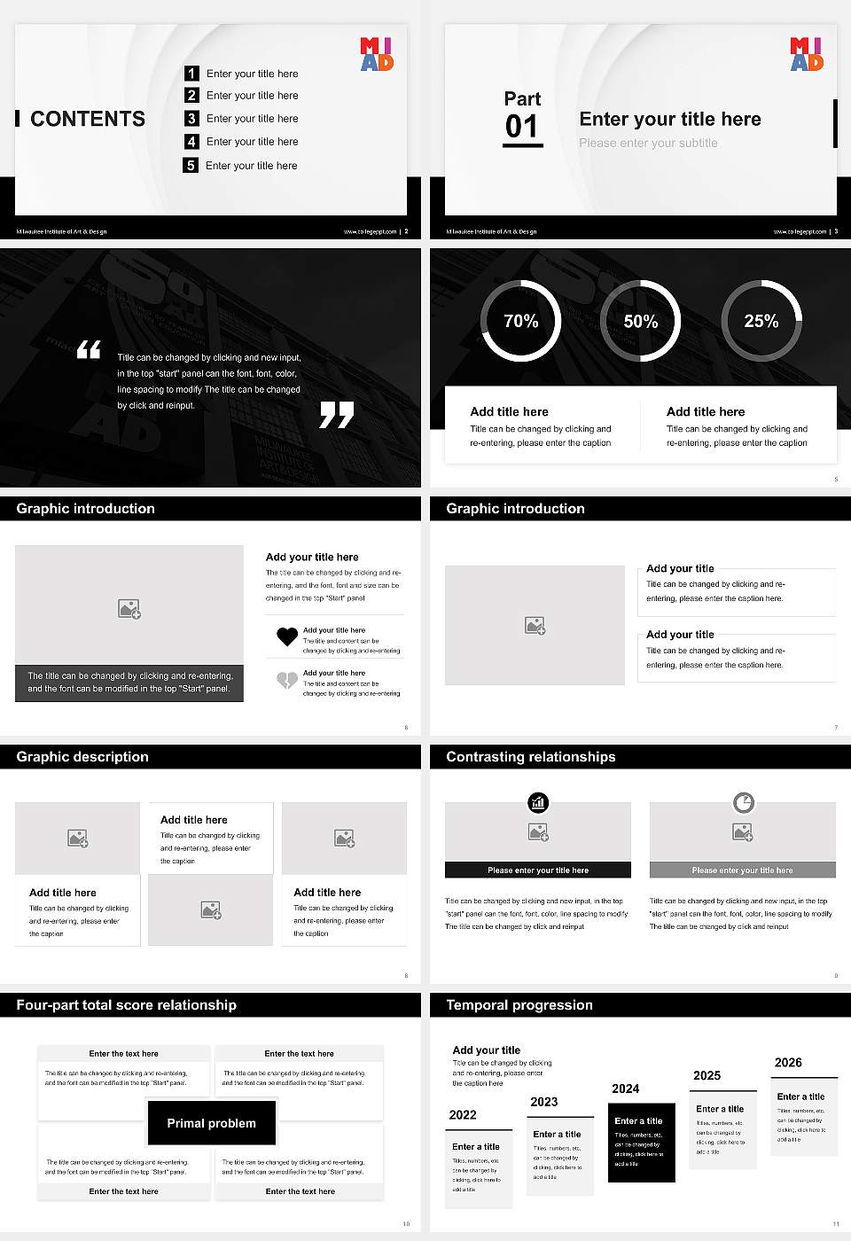 Milwaukee Institute of Art & Design Thesis Proposal/Graduation Defense PPT Template16:9 ratio PPT effect preview image2